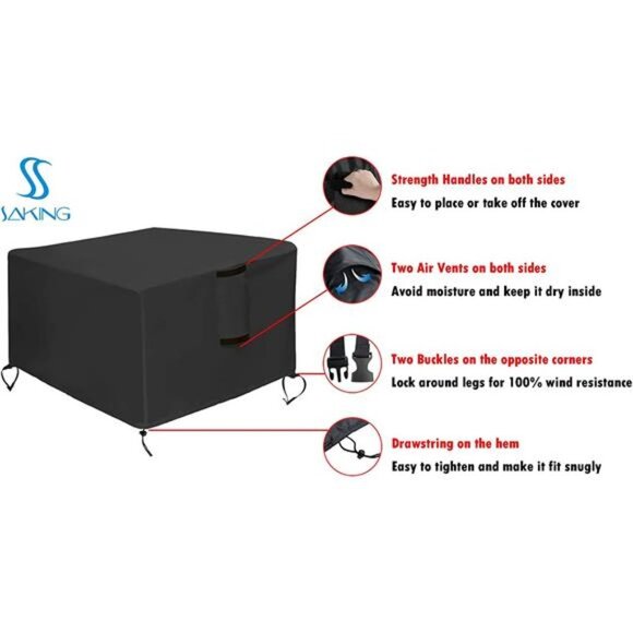 Fire Pit Cover,28 inch Firepit Covers Square Gas Fireplace Fire Pit Table Cover - Picture 3 of 7